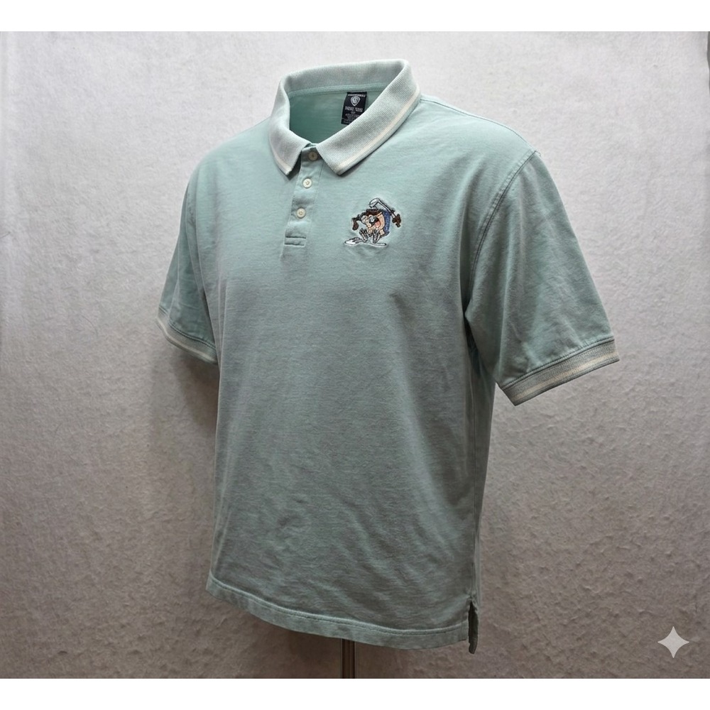 Warner Bros. Studio Store Men's Teal Taz Embroidered Golf Polo Shirt. Size XXL